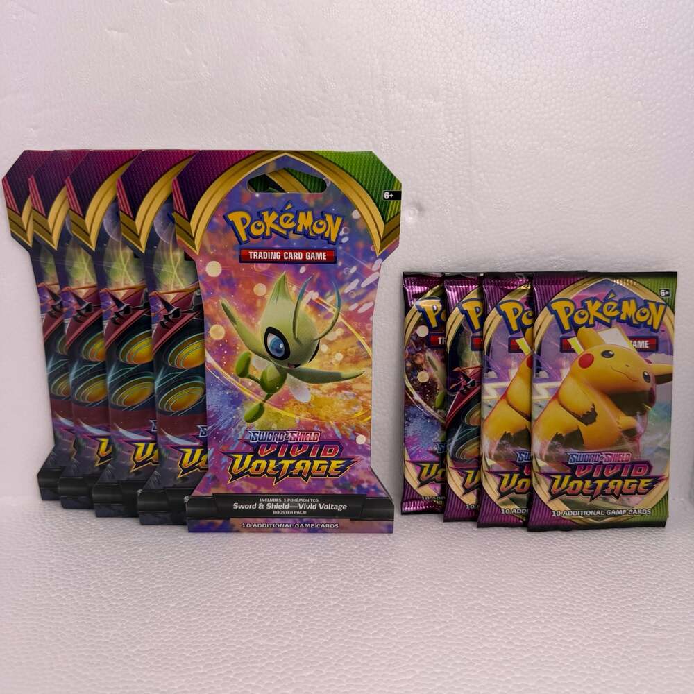 Lot of 9 Pokémon TCG Sword & Shield Vivid Voltage Sleeved & Loose Booster Packs